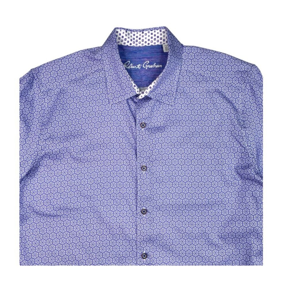 Robert Graham Dress Shirt XL Purple Geometric Print Button Up Long Sleeve Preppy - Picture 2 of 12
